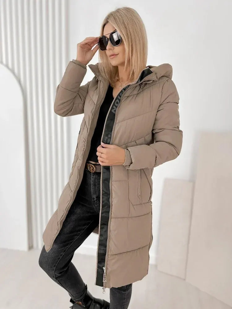 Ezekiel  - Long Hooded Puffer Coat With Side Zippers