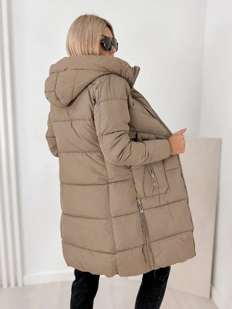 Ezekiel  - Long Hooded Puffer Coat With Side Zippers