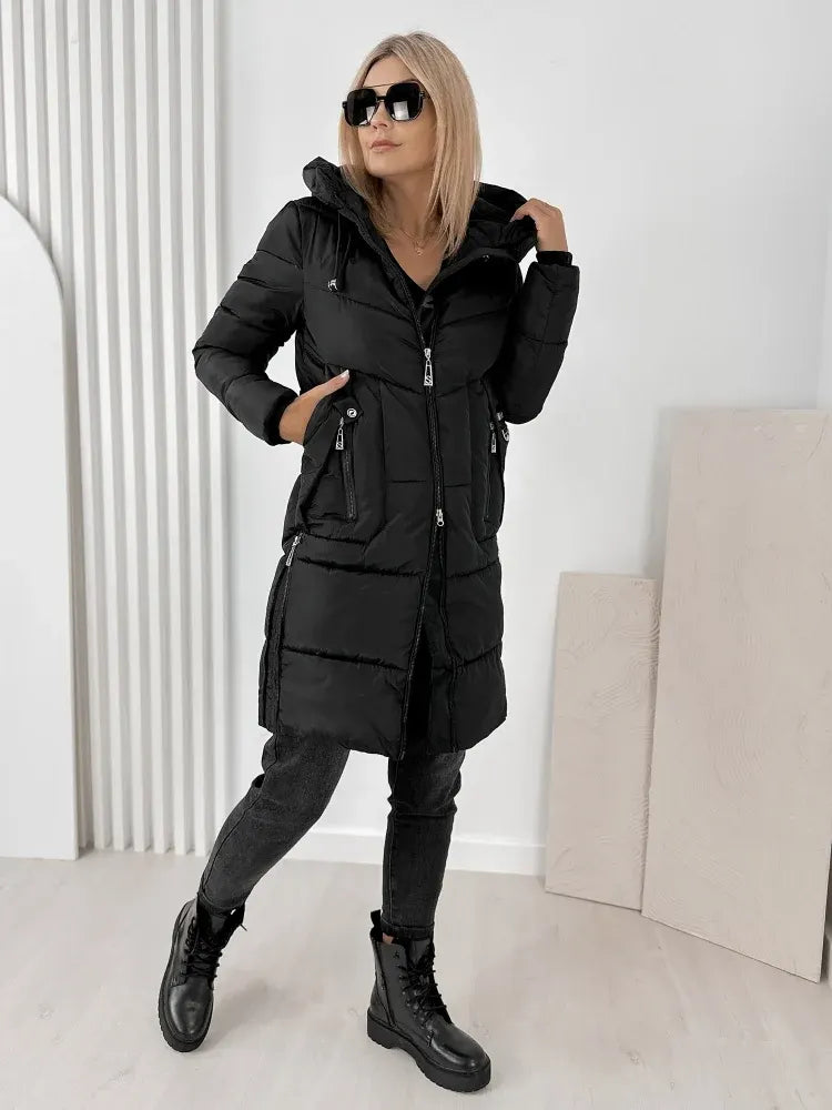 Ezekiel  - Long Hooded Puffer Coat With Side Zippers