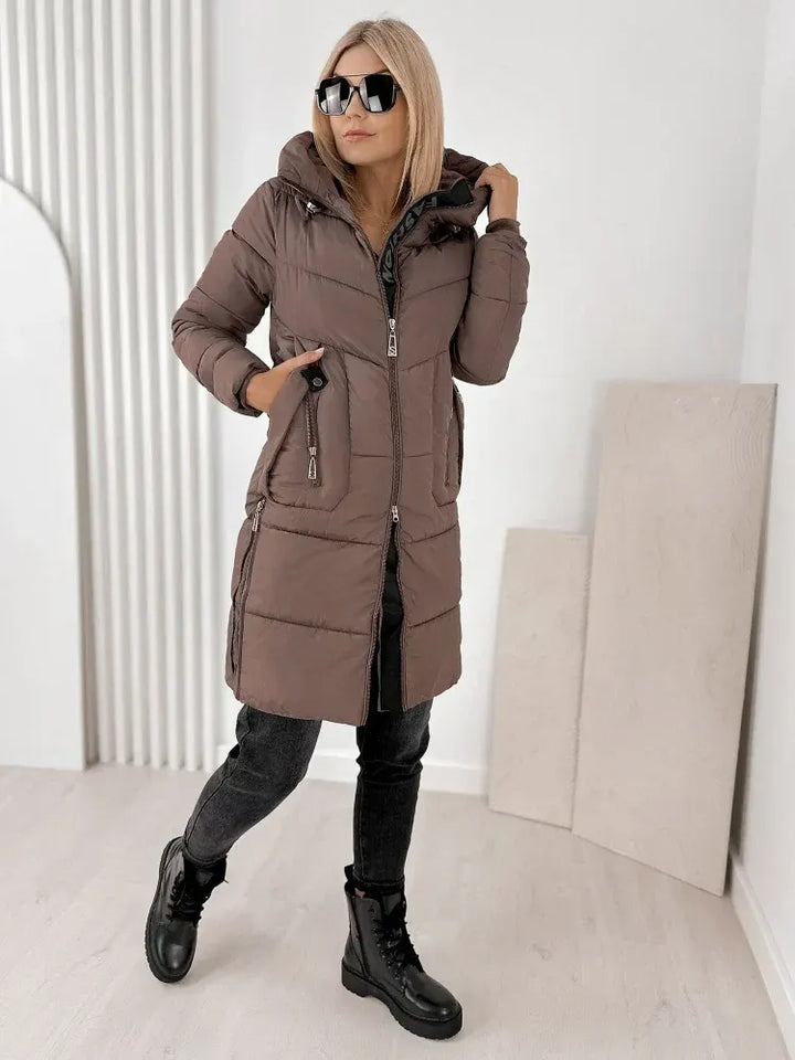 Ezekiel  - Long Hooded Puffer Coat With Side Zippers