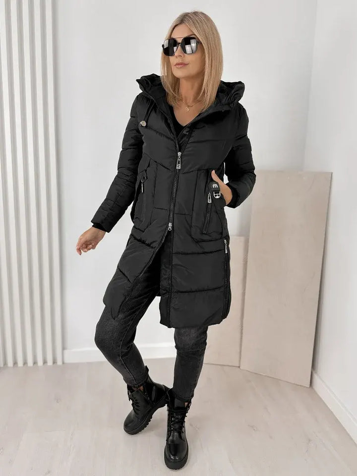 Ezekiel  - Long Hooded Puffer Coat With Side Zippers
