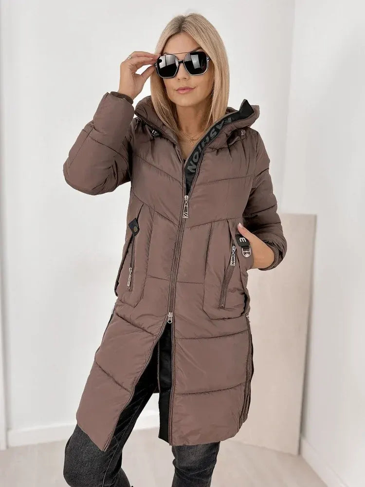 Ezekiel  - Long Hooded Puffer Coat With Side Zippers