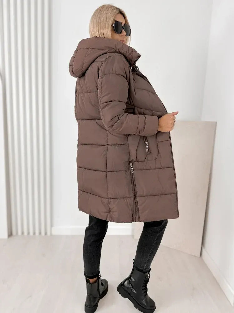 Ezekiel  - Long Hooded Puffer Coat With Side Zippers