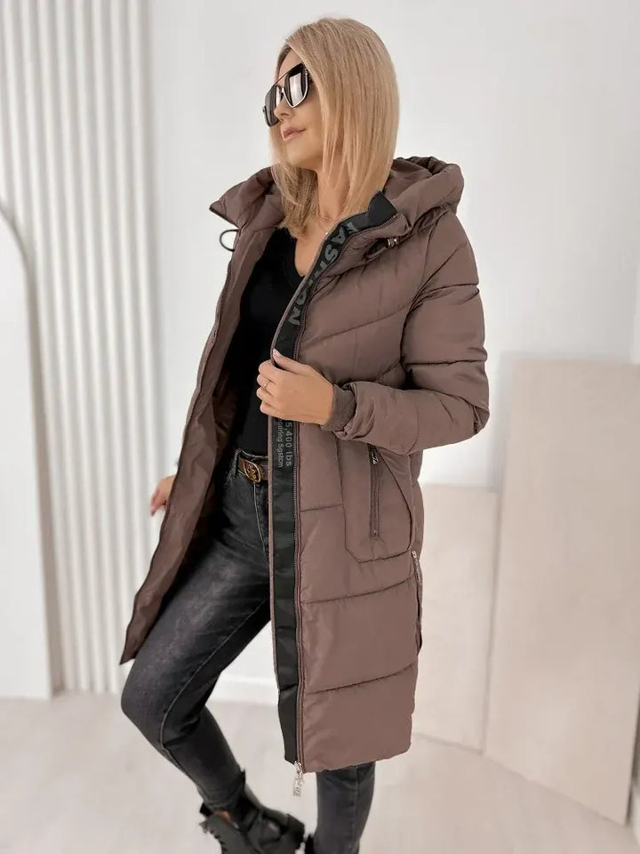 Ezekiel  - Long Hooded Puffer Coat With Side Zippers