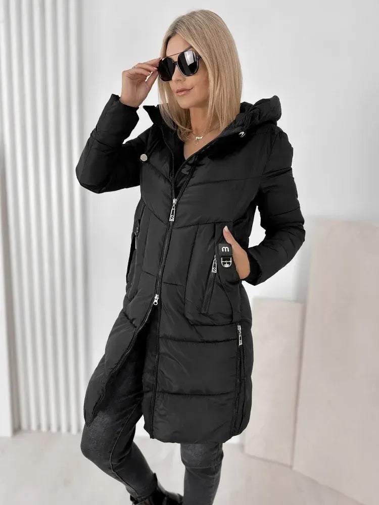 Ezekiel  - Long Hooded Puffer Coat With Side Zippers