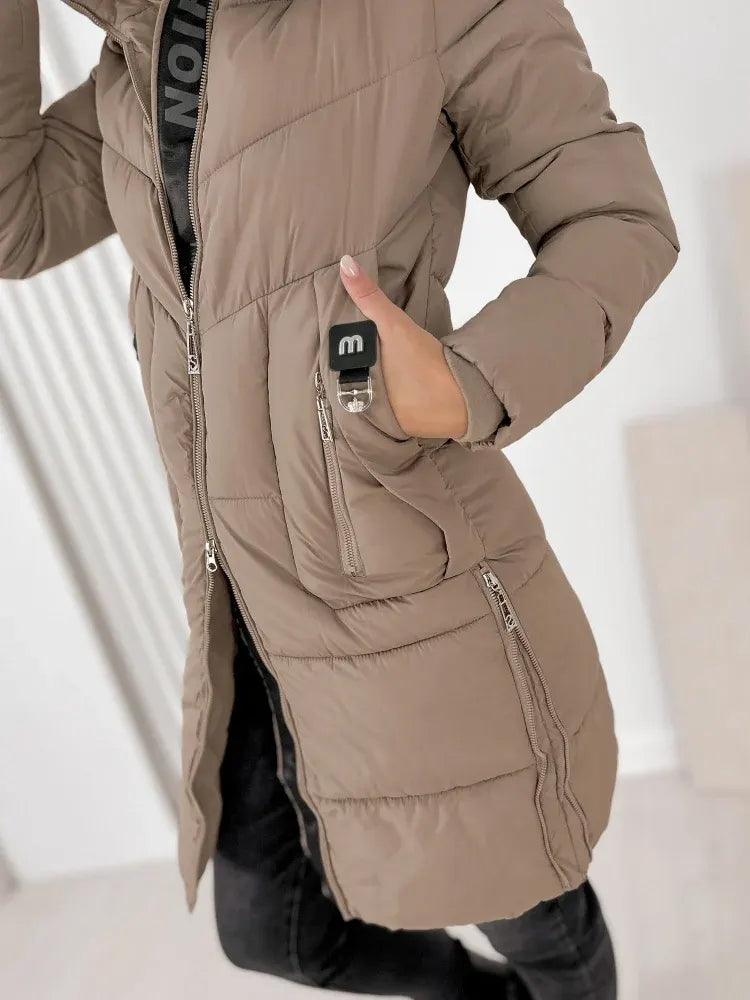 Ezekiel  - Long Hooded Puffer Coat With Side Zippers