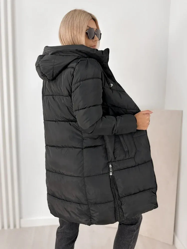 Ezekiel  - Long Hooded Puffer Coat With Side Zippers