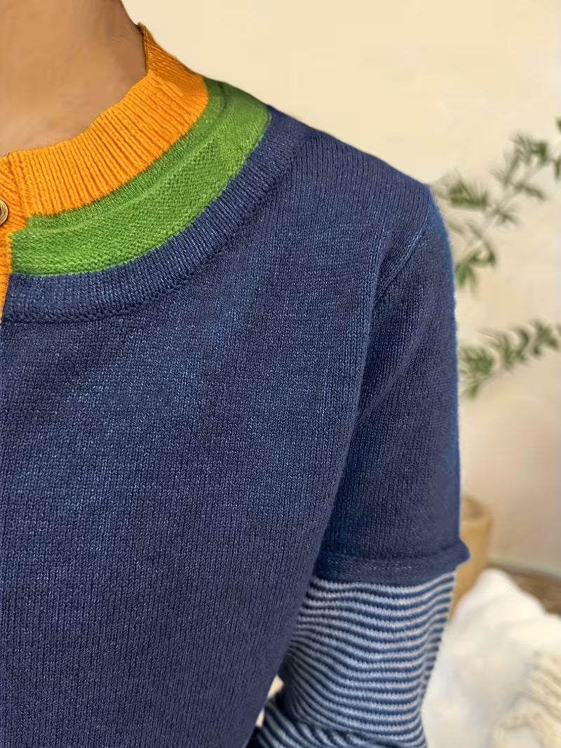 Lokina - Color Block Striped Knitted Sweater