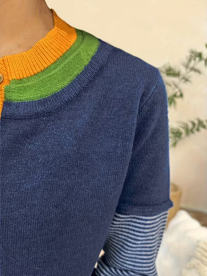 Lokina - Color Block Striped Knitted Sweater