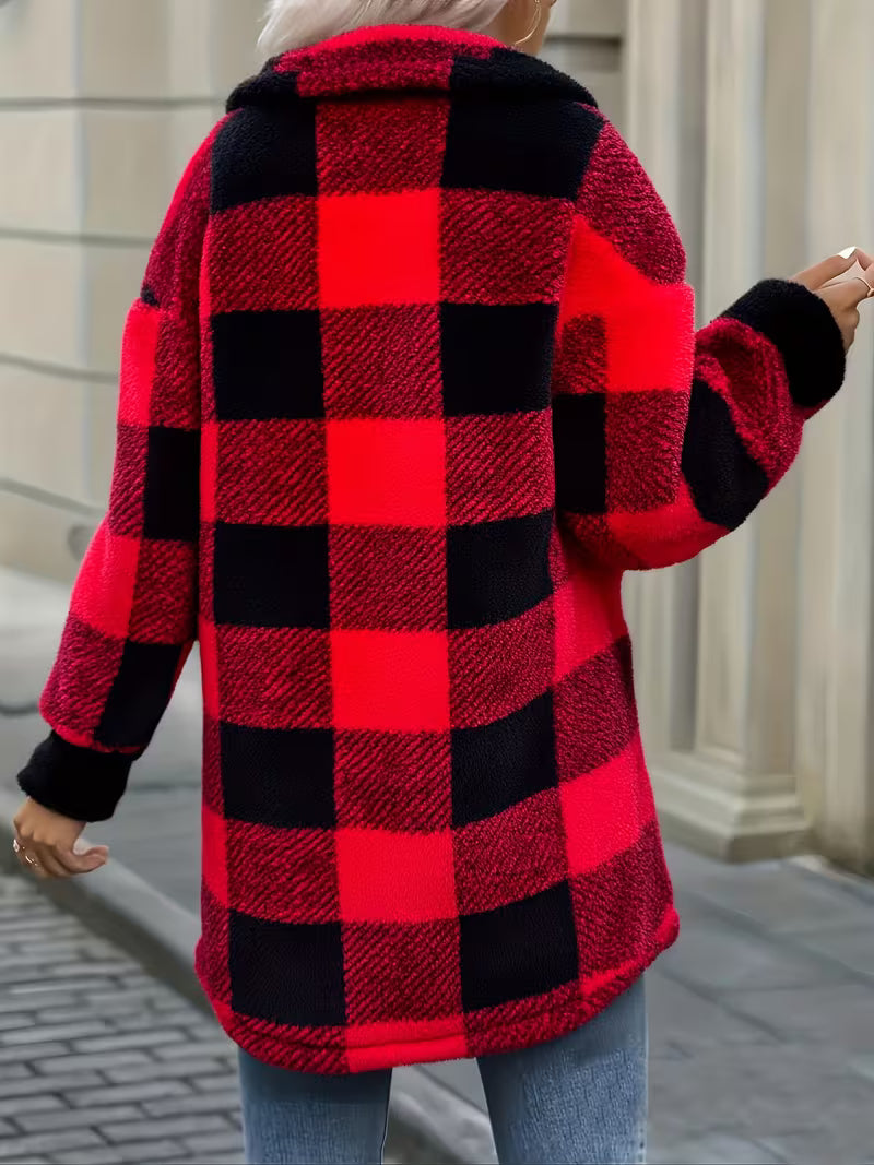 Zariana - Cross-Border Plaid Plush Jacket