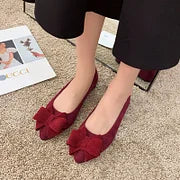 Silvie - Elegant Bow Low Block Heel Pumps