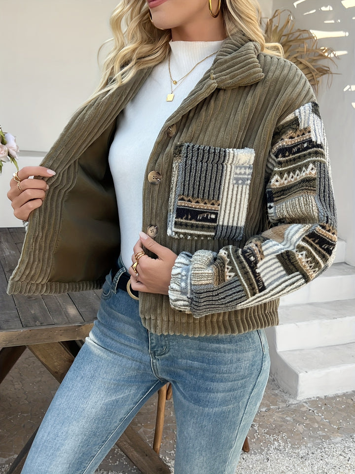 Rydia - Lapel Collar Long Sleeve Button Jacket