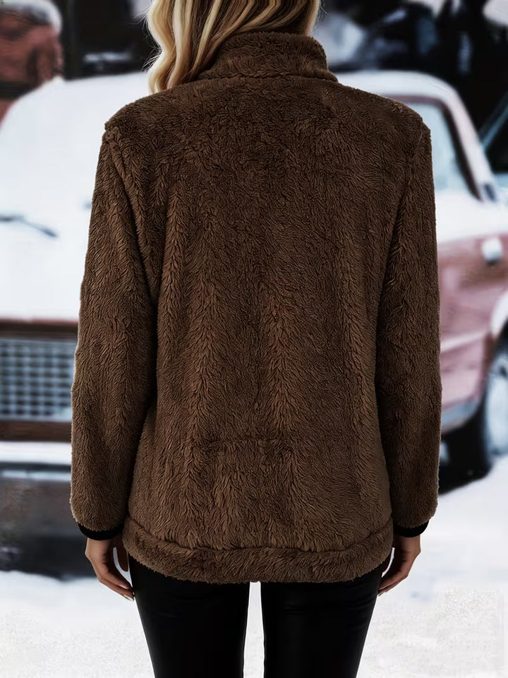 Galiena - Fuzzy Long Sleeve Zip-Up Jacket