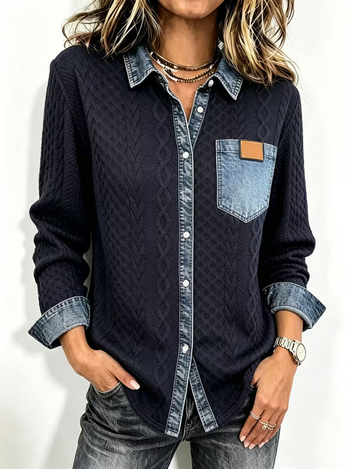 Leoora - Long-Sleeve Patch Pocket Shirt