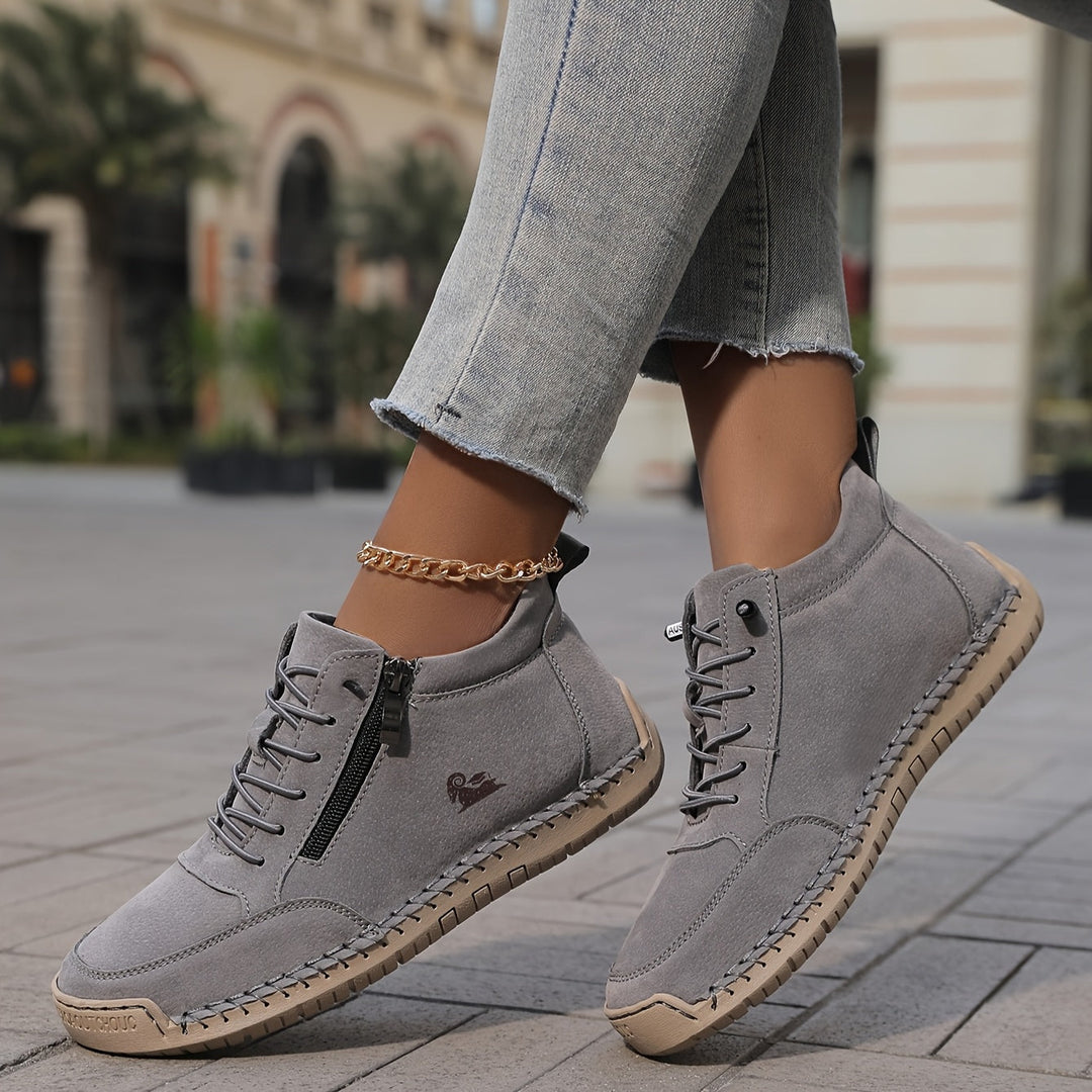 Schreiner - Lace-Up Zip Sneakers with Contrast Stitching