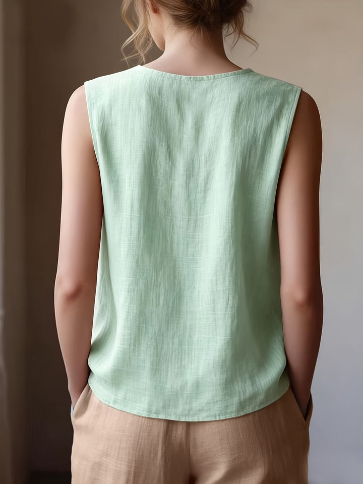 Safiya - Sleeveless Ruffle Neck Blouse