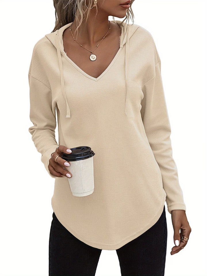 Seonie - Long Sleeve V Neck Hoodie