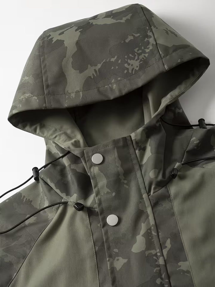 Brekks - Camouflage Hooded Windbreaker Jacket