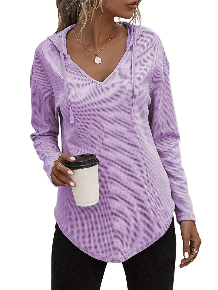 Seonie - Long Sleeve V Neck Hoodie