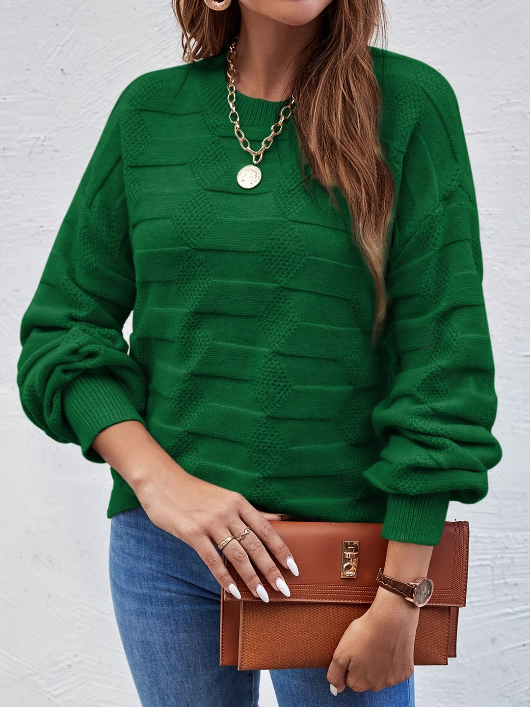 Annastina - Casual Long Sleeve Sweater With Round Neck
