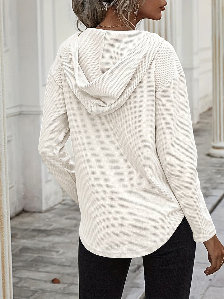 Seonie - Long Sleeve V Neck Hoodie