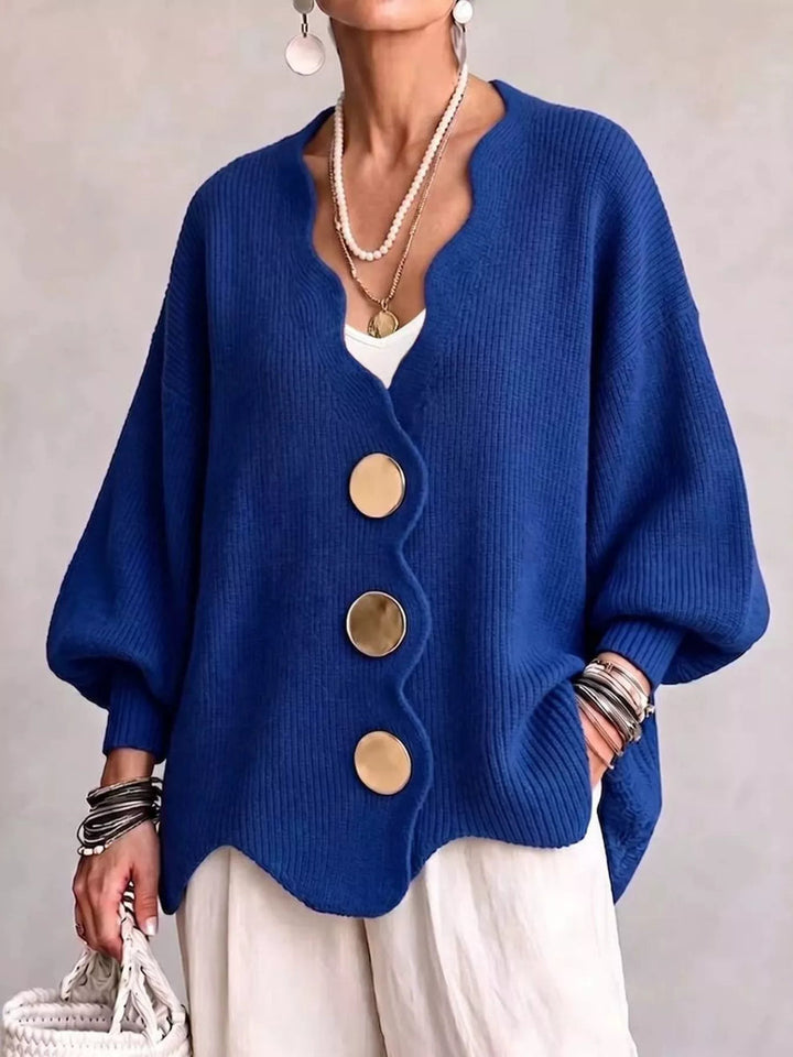 Gilian - Button-Up Cardigan With Scalloped Edge