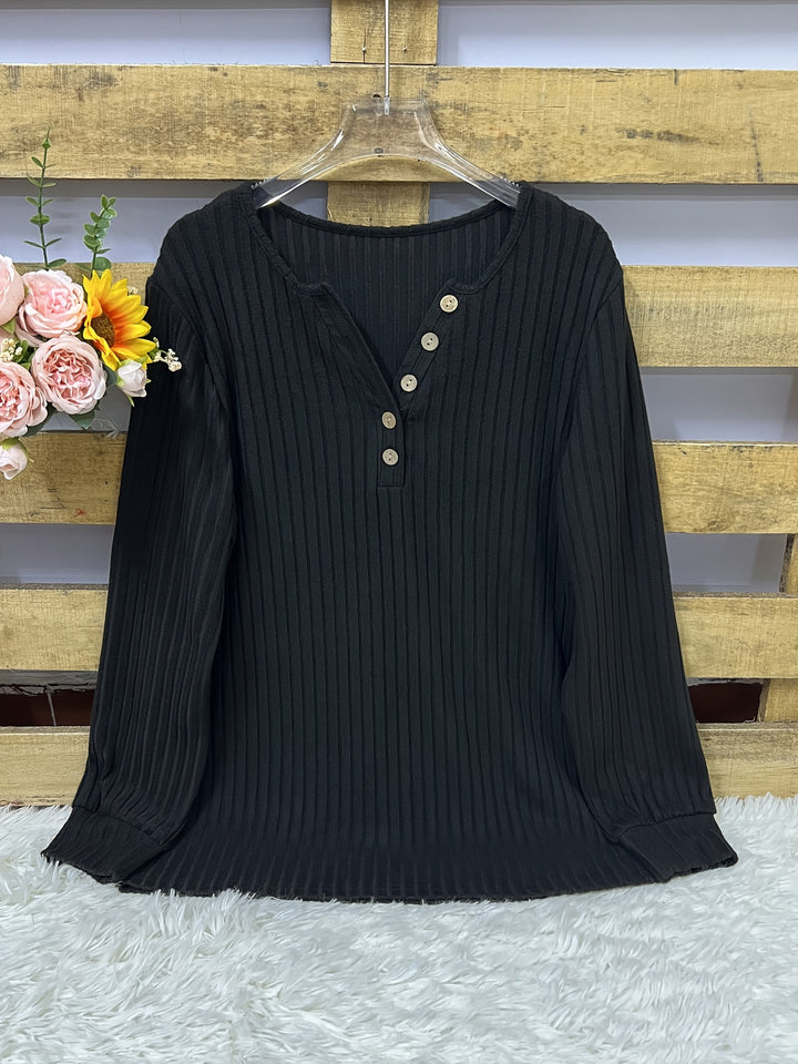 Keeler - Long Sleeve Ribbed Button Henley Top
