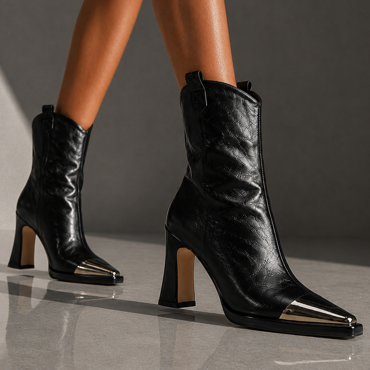 Dobila - Western Ankle Boots With Metallic Toe