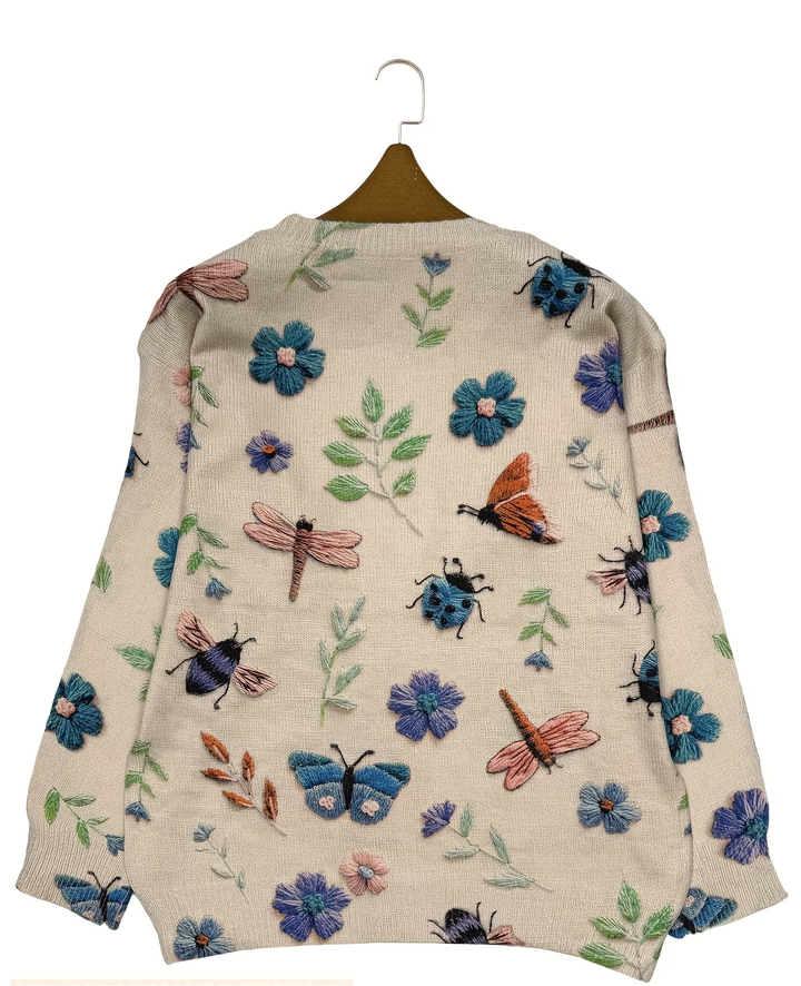 Lesa - Sweater With Floral and Insect Print