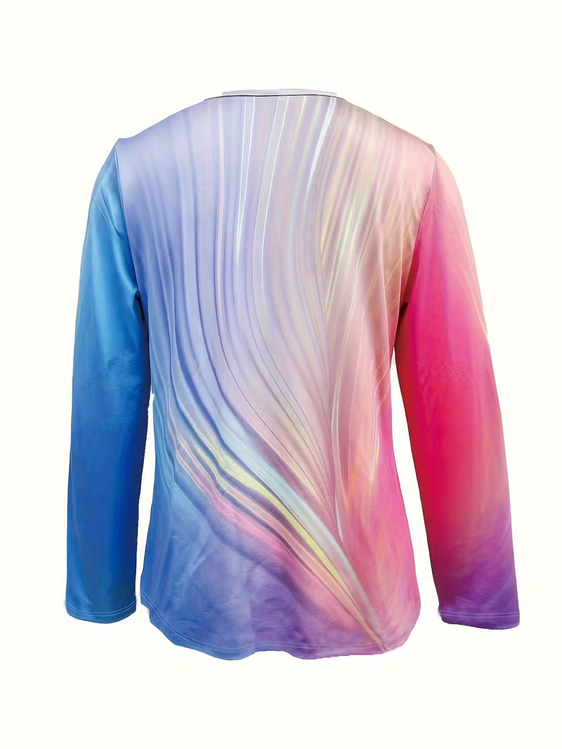 Filona - V-neck Tie-Dye Gradient Top