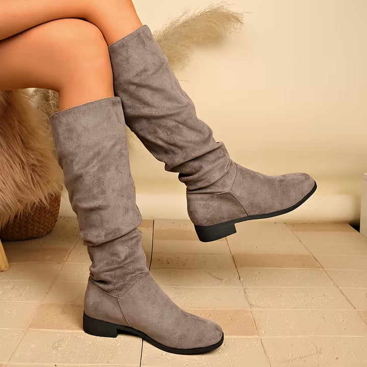 Joliza - Slouchy Mid-Calf Boots With Low Heel