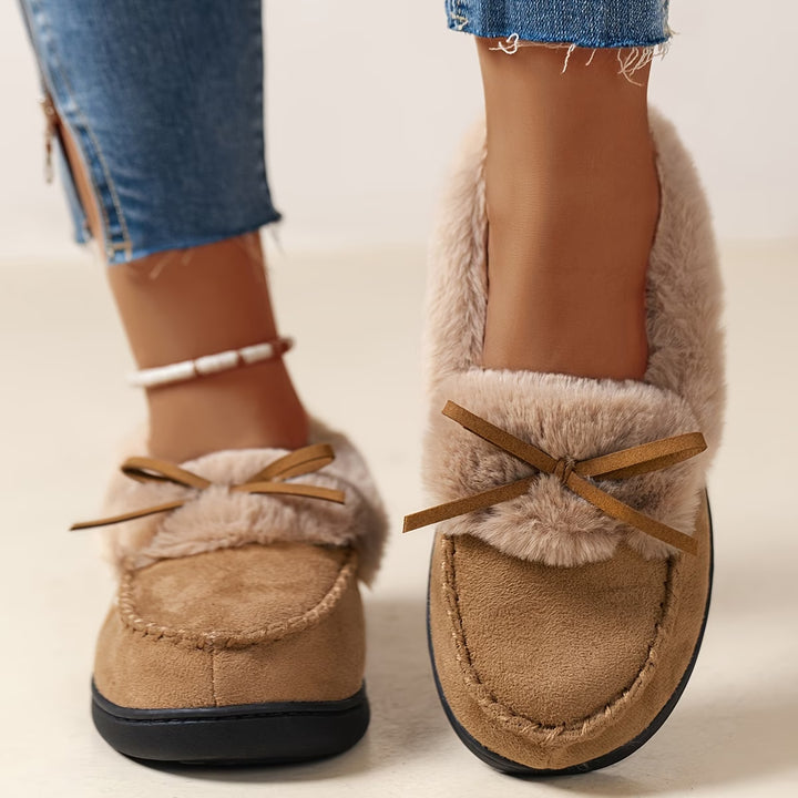 Suzia - Cozy Plush Slipper With Bow