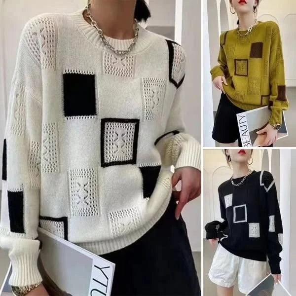 Aniska - Block Pattern Knitted Sweater