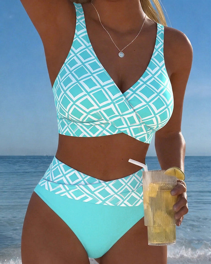 Chelvi - Elegant Two Piece Bikini With Diamond Pattern