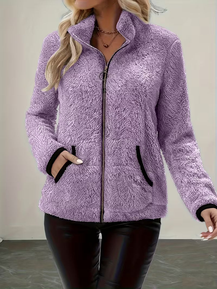 Galiena - Fuzzy Long Sleeve Zip-Up Jacket