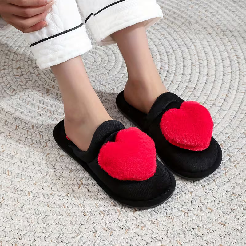 Zeliha - Plush Heart Slippers With Non-Slip Soles