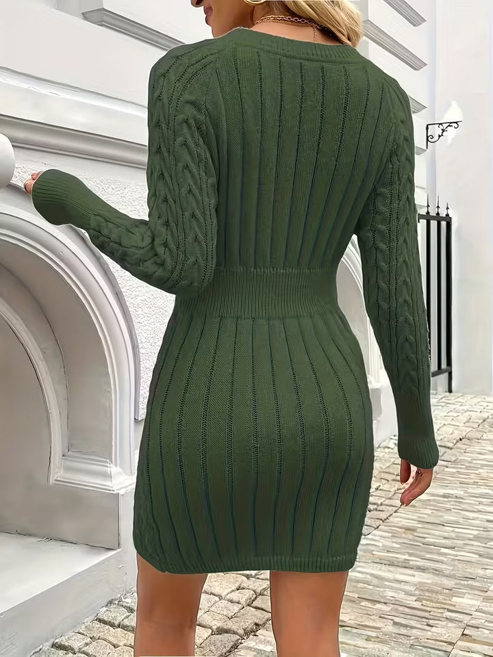 Lilona - Cable Knit Bodycon Sweater Dress
