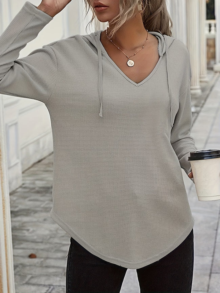 Seonie - Long Sleeve V Neck Hoodie