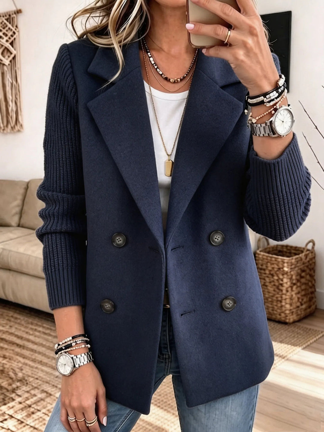 Winchell - Stylish Autumn Jacket With Knitted Sleeves