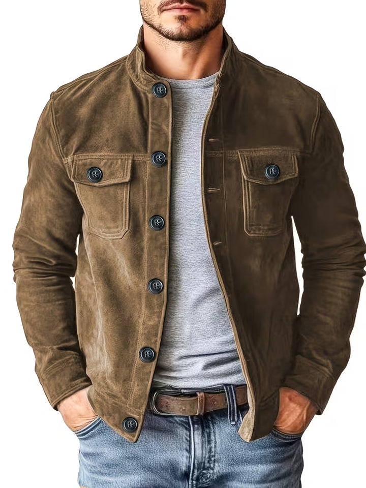 Jelil - Suede Jacket With Dual Front Pockets