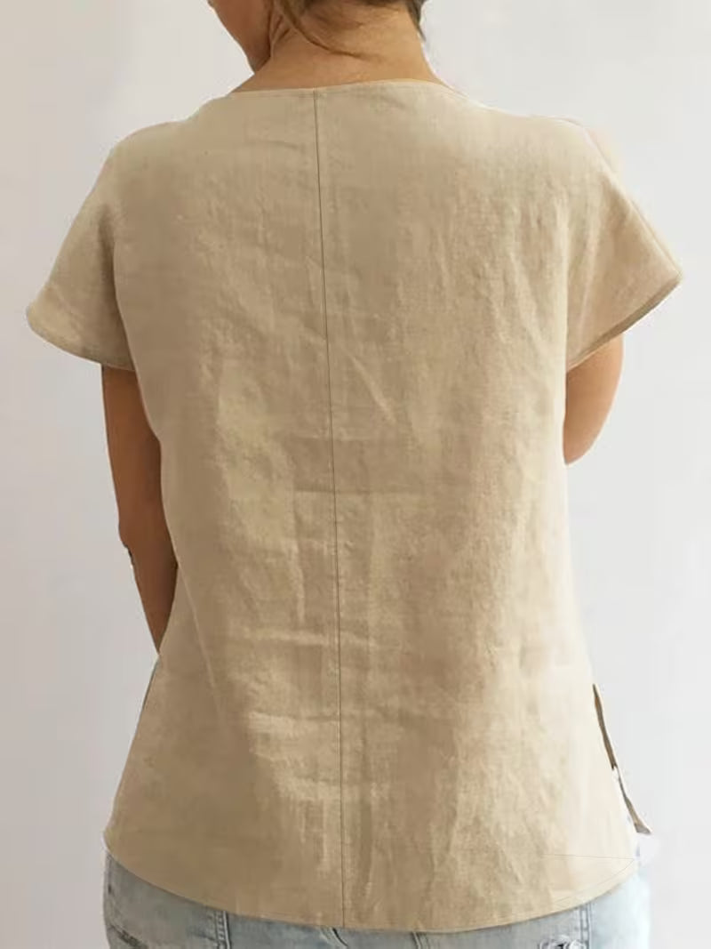 Wiliena - Tie-Neck Short Sleeve Top