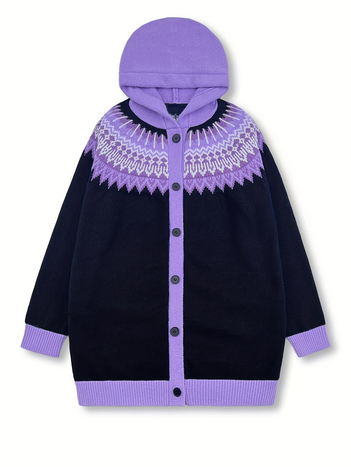 Gulnur - Elegant Long Sleeve Winter Hooded Sweater