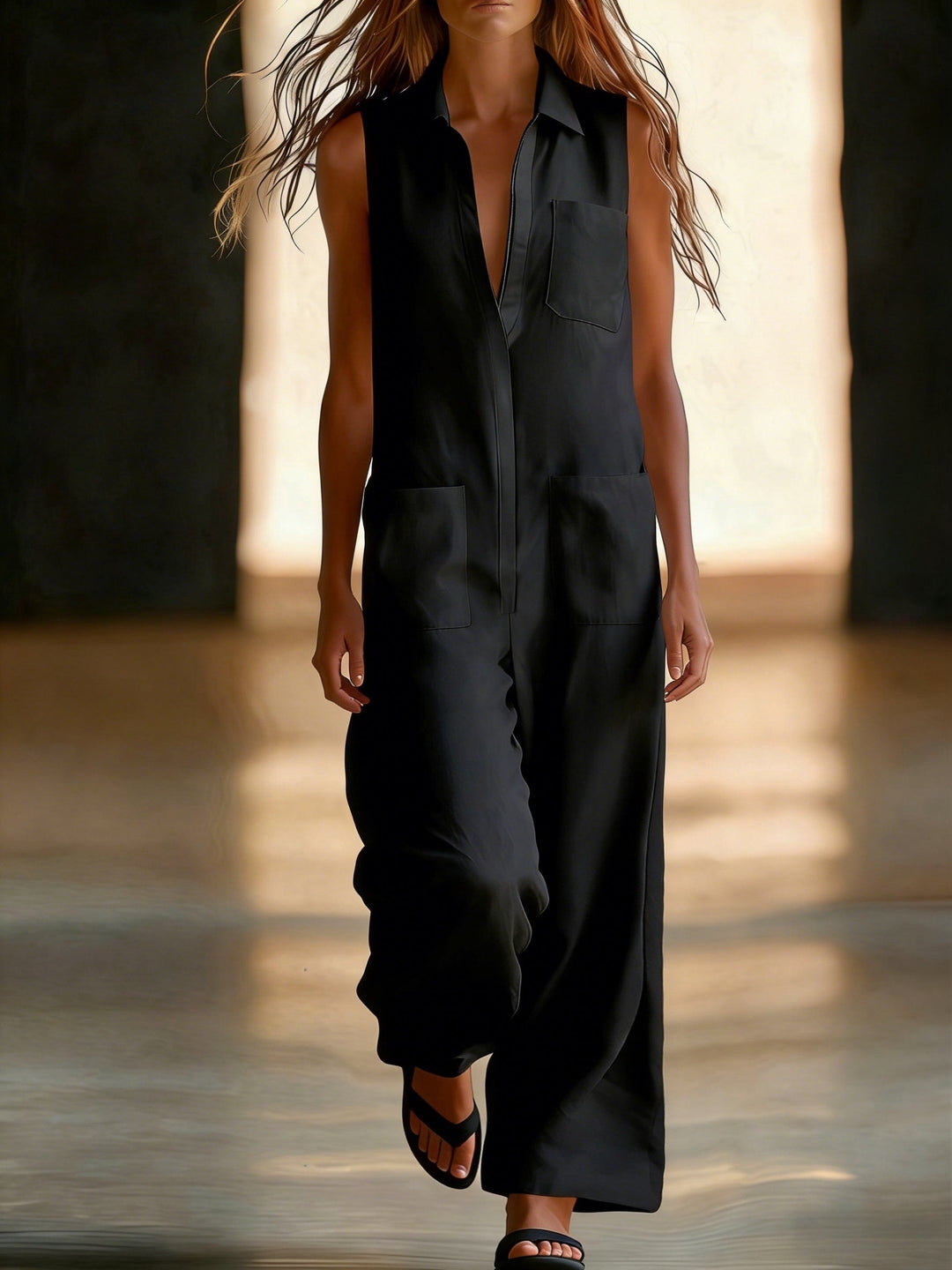Kristiana - Casual Wide Leg Jumpsuit With Pocket