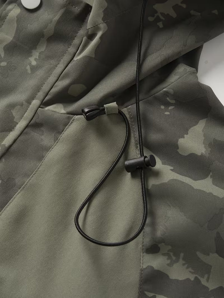 Brekks - Camouflage Hooded Windbreaker Jacket