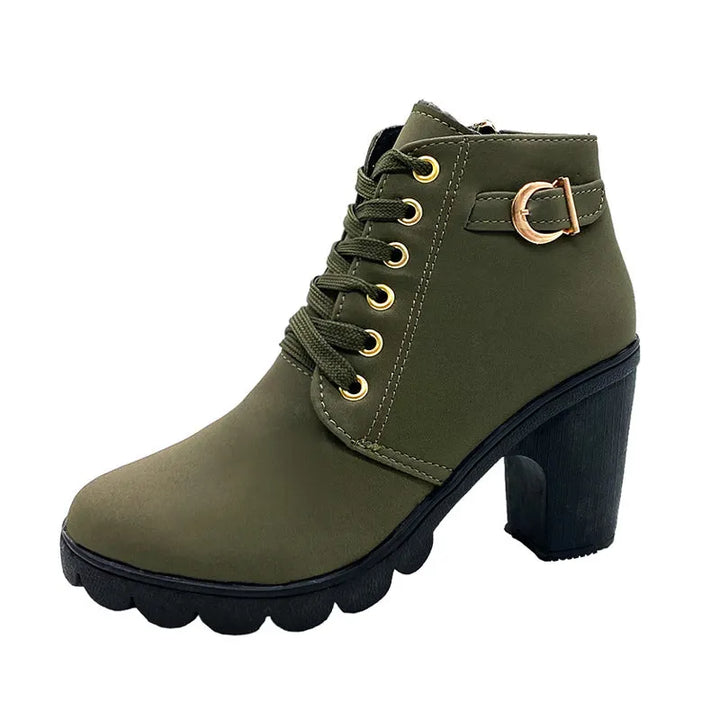 Wiltrud - Lace-Up Ankle Boots with Block Heels