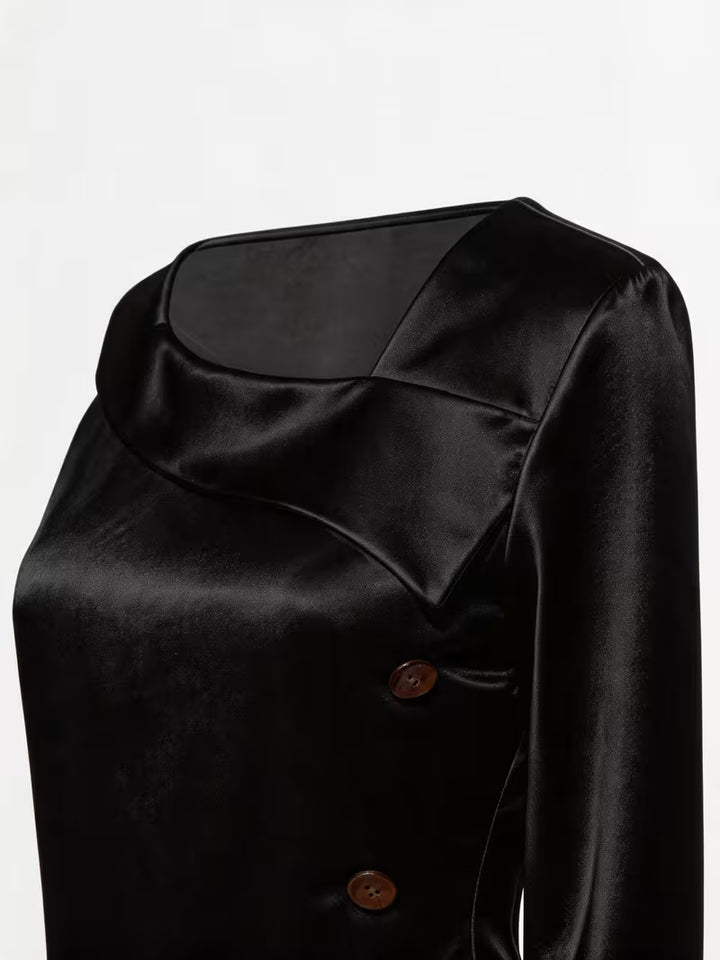 Belina - Satin Square Neck Button Top