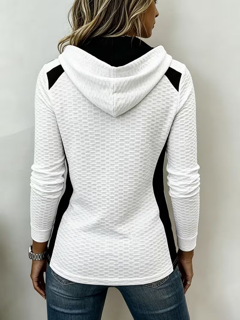 Leinea - Textured Colorblock Hooded Top