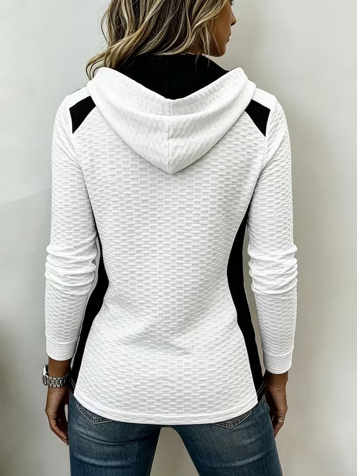 Leinea - Textured Colorblock Hooded Top