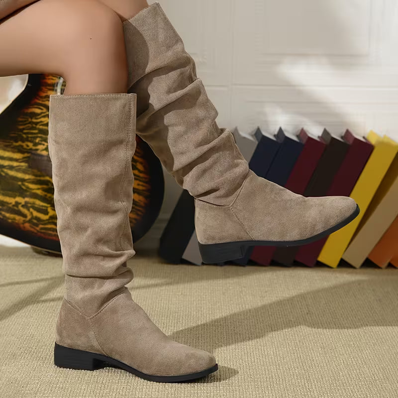Joliza - Slouchy Mid-Calf Boots With Low Heel