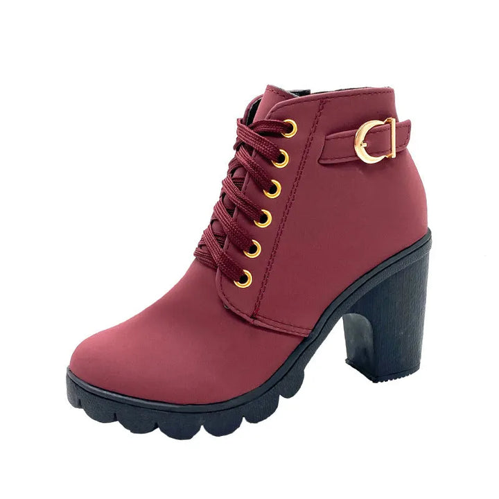 Wiltrud - Lace-Up Ankle Boots with Block Heels